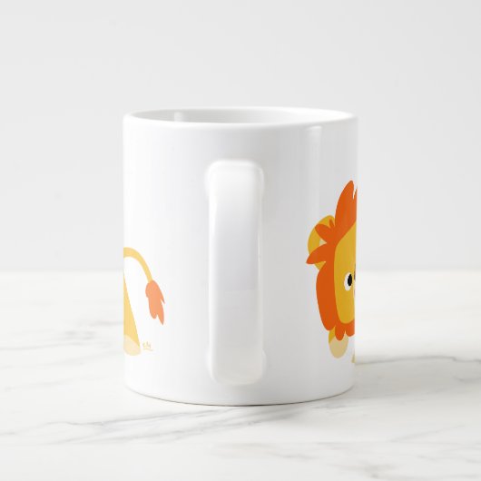 Cute Mischievous Cartoon Lion Grote Koffiekop (Achterkant)