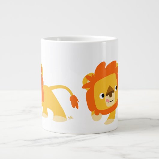 Cute Mischievous Cartoon Lion Grote Koffiekop (Voorkant)