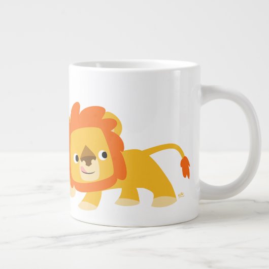 Cute Mischievous Cartoon Lion Grote Koffiekop (Rechts)
