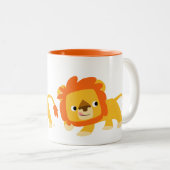 Cute Mischievous Cartoon Lion Tweekleurige Koffiemok (Voorkant rechts)