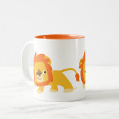 Cute Mischievous Cartoon Lion Tweekleurige Koffiemok (Voorkant links)