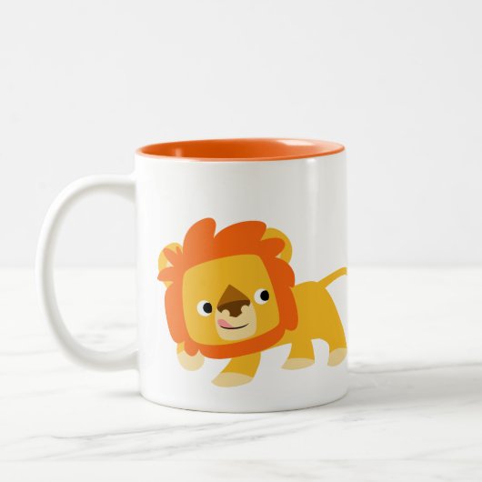 Cute Mischievous Cartoon Lion Tweekleurige Koffiemok (Links)