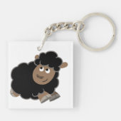 Cute Mischievous Cartoon Sheep AcrylSleutelhanger Sleutelhanger (Achterkant)