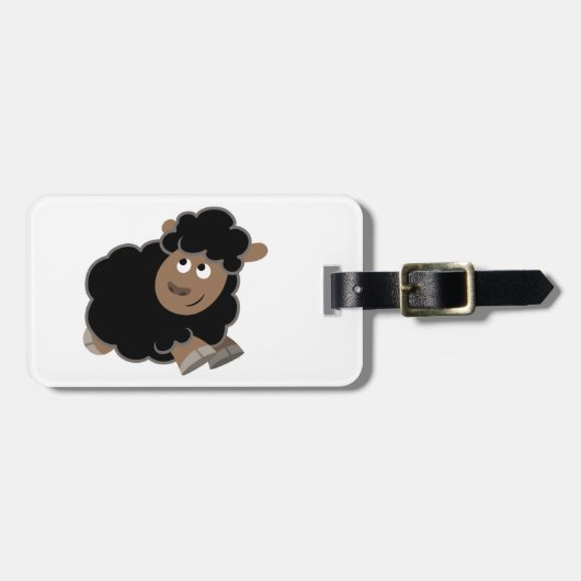 Cute Mischievous Cartoon Sheep Bagagelabel (Voorkant horizontaal)