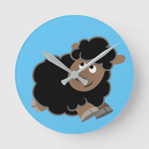 Cute Mischievous Cartoon Sheep Ronde Klok