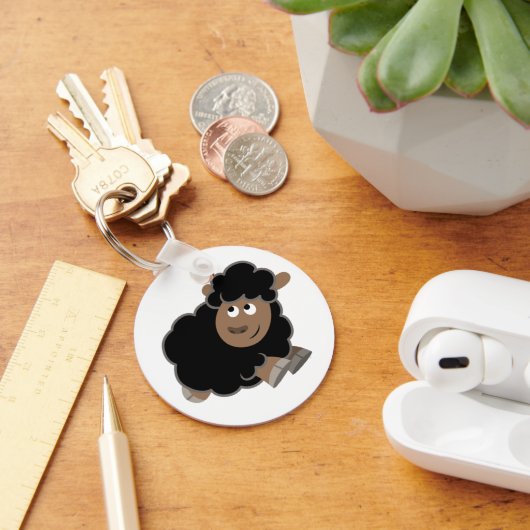 Cute Mischievous Cartoon Sheep Sleutelhanger (Bureau)