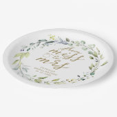 Cute Miss tot mevrouw Greenery Eucalyptus Bruiloft Papieren Bordje (Gekanteld)