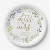 Cute Miss tot mevrouw Greenery Eucalyptus Bruiloft Papieren Bordje (Voorkant)