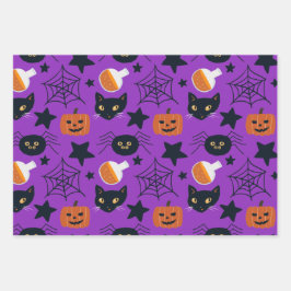Cute Mixed Pattern Halloween Coördinerend Inpakpapier Vel