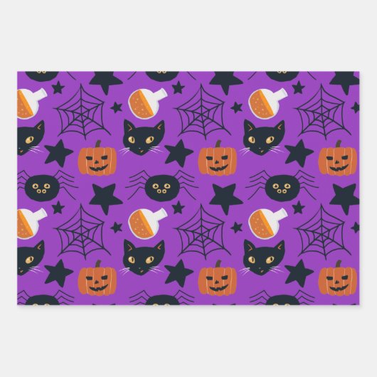 Cute Mixed Pattern Halloween Coördinerend Inpakpapier Vel (Voorkant)
