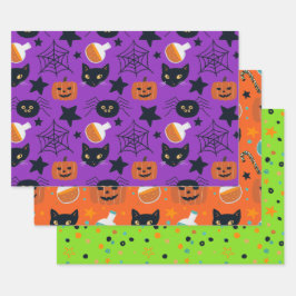 Cute Mixed Pattern Halloween Coördinerend Inpakpapier Vel