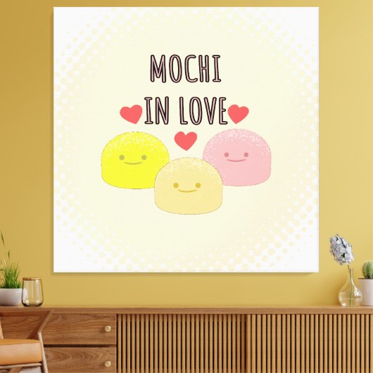 Cute Mochi Cartoon Tekeningen Canvas Afdruk (Insitu (Woonkamer))