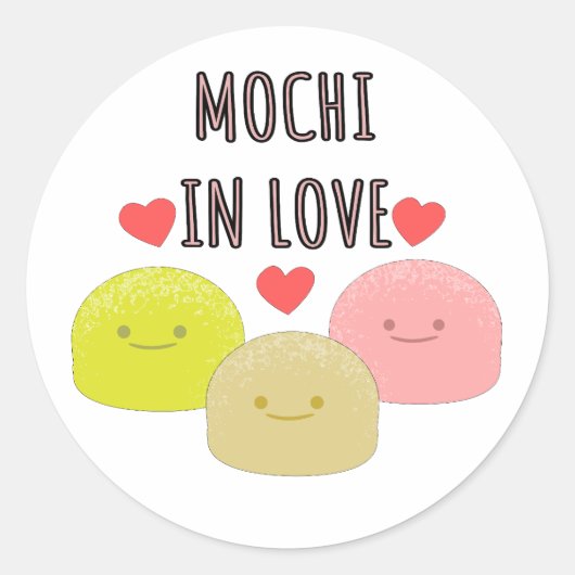 Cute Mochi Cartoon Tekeningen Ronde Sticker (Voorkant)