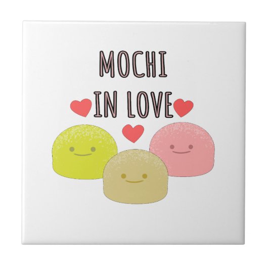 Cute Mochi Cartoon Tekeningen Tegeltje (Voorkant)
