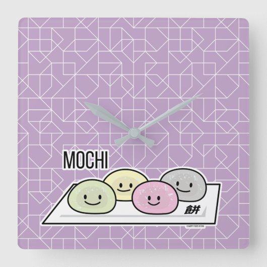 Cute Mochi ijsrostaart Japanse groene thee Vierkante Klok (Voorkant)