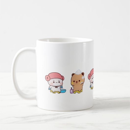 Cute Mochi Peach Cat Koffiemok (Links)