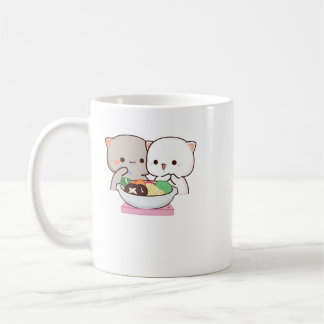 Cute Mochi Peach Cat Koffiemok