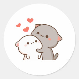 Cute Mochi Peach Cat Ronde Sticker