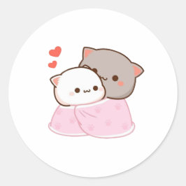 Cute Mochi Peach Cat Ronde Sticker