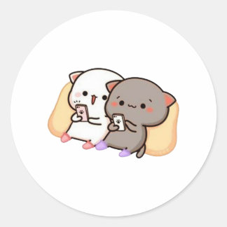 Cute Mochi Peach Cat Ronde Sticker