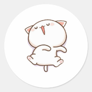 Cute Mochi Peach Cat Ronde Sticker