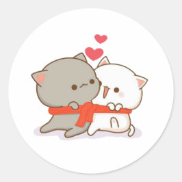 Cute Mochi Peach Cat Ronde Sticker