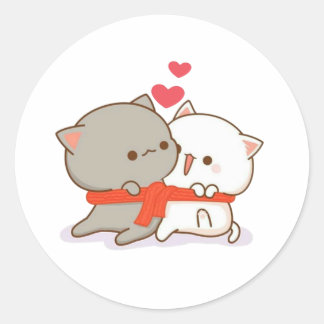 Cute Mochi Peach Cat Ronde Sticker