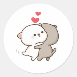 Cute Mochi Peach Cat Ronde Sticker