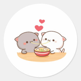 Cute Mochi Peach Cat Ronde Sticker