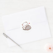 Cute Mochi Peach Cat Ronde Sticker (Envelop)