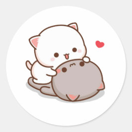 Cute Mochi Peach Cat Ronde Sticker