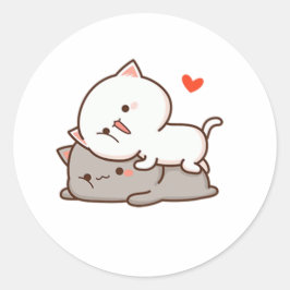 Cute Mochi Peach Cat Ronde Sticker