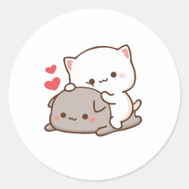 Cute Mochi Peach Cat Ronde Sticker