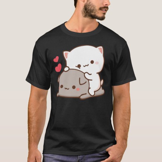 Cute Mochi Peach Cat T-Shirt (Voorkant)