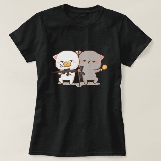 Cute Mochi Peach Cat T-shirt (Design voorkant)