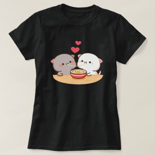 Cute Mochi Peach Cat T-shirt (Design voorkant)