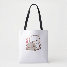 Cute Mochi Peach Cat Tote Bag