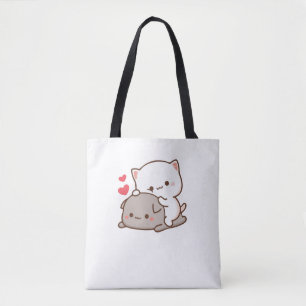 Cute Mochi Peach Cat Tote Bag