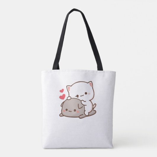 Cute Mochi Peach Cat Tote Bag (Achterkant)