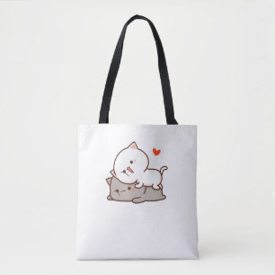 Cute Mochi Peach Cat Tote Bag