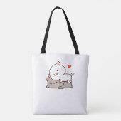 Cute Mochi Peach Cat Tote Bag (Achterkant)