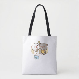 Cute Mochi Peach Cat Tote Bag