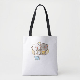 Cute Mochi Peach Cat Tote Bag