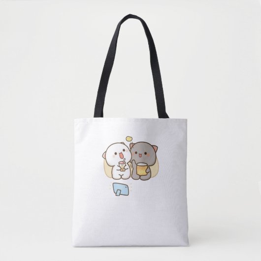 Cute Mochi Peach Cat Tote Bag (Voorkant)