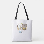 Cute Mochi Peach Cat Tote Bag (Achterkant)
