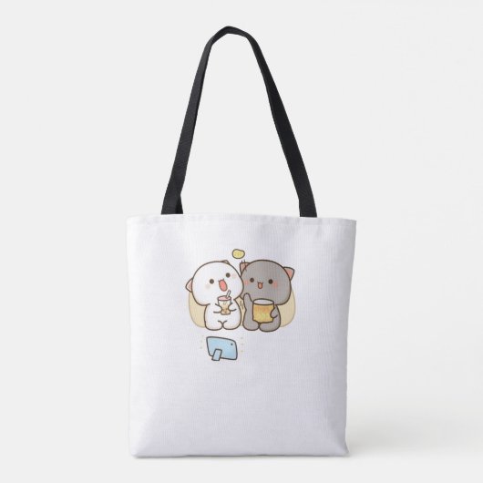 Cute Mochi Peach Cat Tote Bag (Achterkant)
