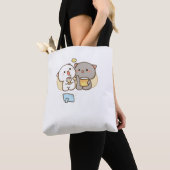 Cute Mochi Peach Cat Tote Bag (Dichtbij)