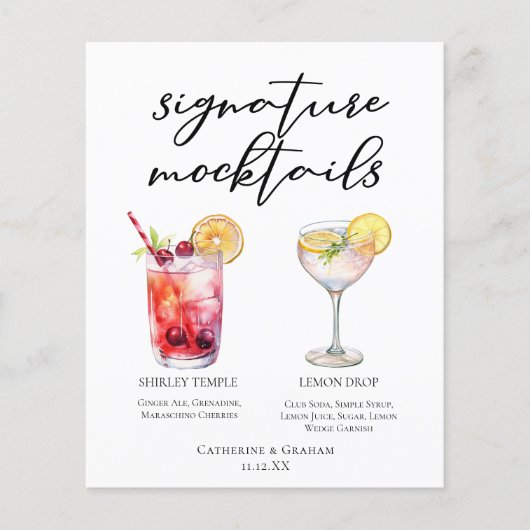 Cute Mocktails Shirley Temple Lemon Drop Menu (Voorkant)