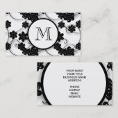 Cute Mod Black Flowers Pattern, Jouw Initiaal Visitekaartje (Voorkant / Achterkant)