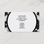 Cute Mod Black Flowers Pattern, Jouw Initiaal Visitekaartje (Achterkant)